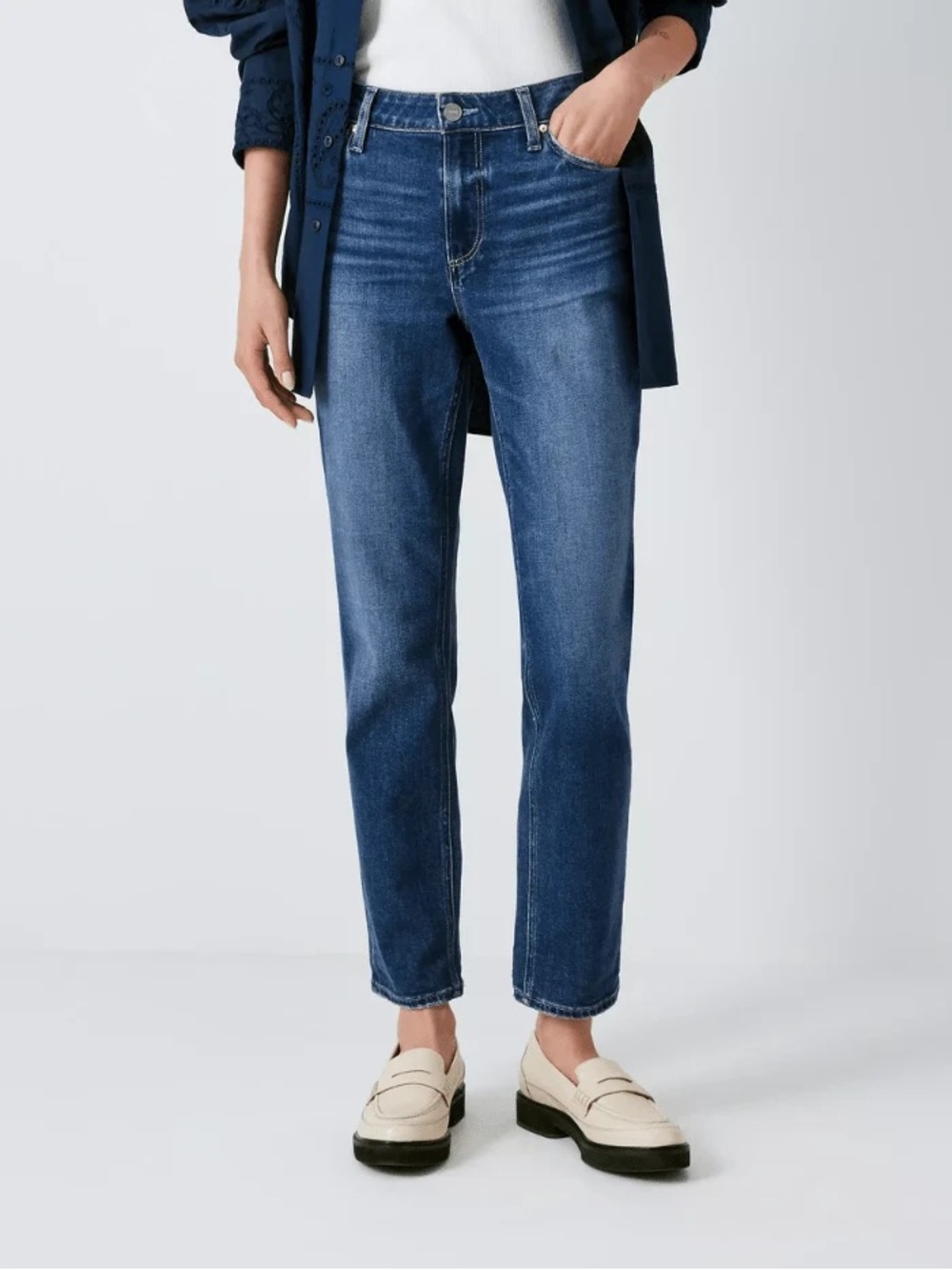 PAIGE Women's Brigitte Straight Leg Jeans in Dark Blue, size 29